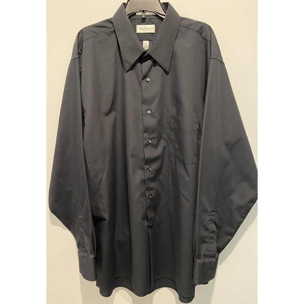 Van Hausen Men's Size XLarge Wrinkle Free Black Long Sleeve Button Up Shirt